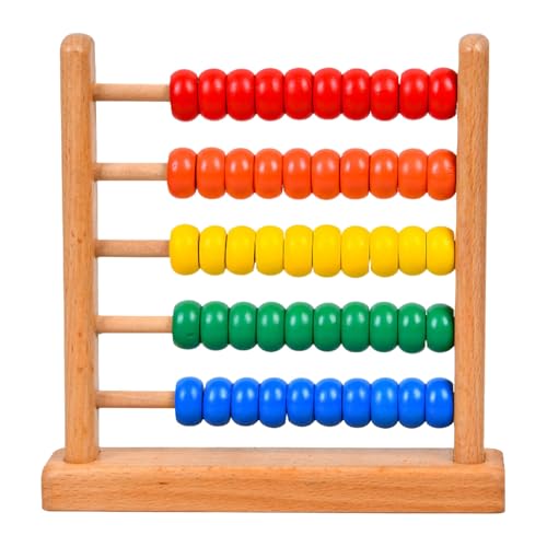 AYOrpeg Rechenschieber Rechenrahmen Zählstäben/Zahlenalphabetkarten Rechenrahmen Lernspielzeug Holz Rechenschieber mit 50 Perlen (Red, One Size) von AYOrpeg