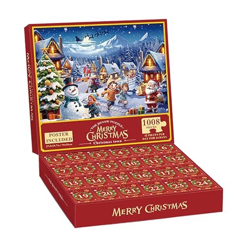Adventskalender Puzzle Weihnachts 24 Weihnachtskalender Adventskalender Puzzles Weihnachts Countdown Kalender (A-Red, One Size) von AYOrpeg