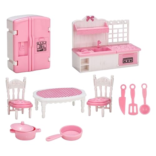 Mini Möbel Set Miniatur Puppenhaus Zubehör erschiedene Szenenkombinationen Puppenhaus Zubehör (A, One Size) von AYOrpeg