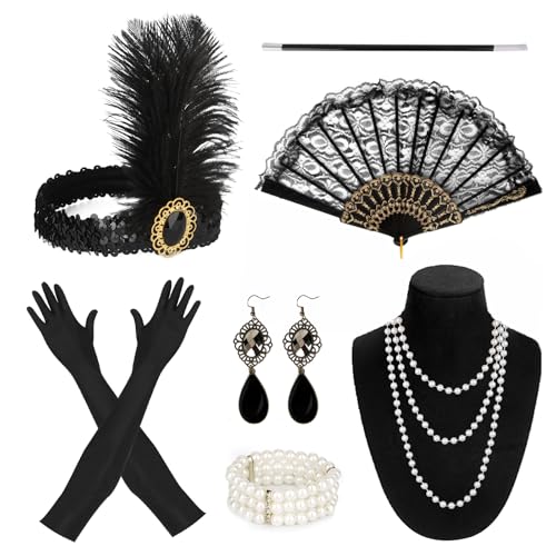 AYSYR 7 Stück 20er Jahre Kostüm Damen Accessoires,Gatsby Accessoire für Flapper Party,1920er Accessoires Damen mit Stirnband Ohrringen Halskette Handschuhen Handheld-Requisiten ect AYSYR 7 Stück 20er Jahre Kostüm Damen Accessoires,Gatsby Accessoire für Flapper Party,1920er Accessoires Damen mit Stirnband Ohrringen Halskette Handschuhen Handheld-Requisiten ect von AYSYR