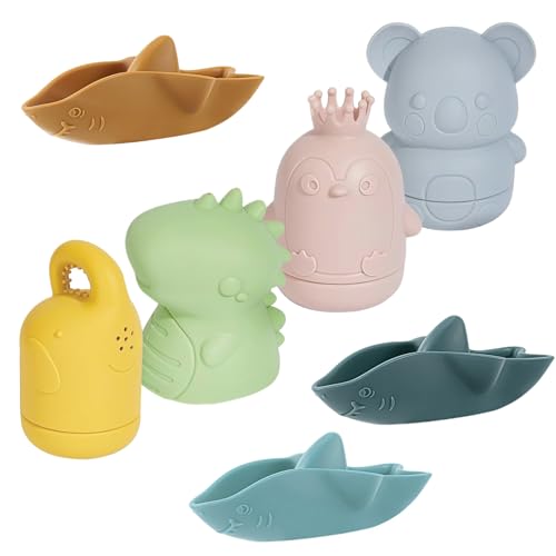 AYSYR 7er Badewannenspielzeug,Badespielzeug Silikon Verwendung Unter der Dusche,Wasserspielzeug Kinder Bunt,Baby Badespielzeug Eine Breite Palette von Stilen,Wasserspielzeug Baby Badewannen Spielzeug von AYSYR
