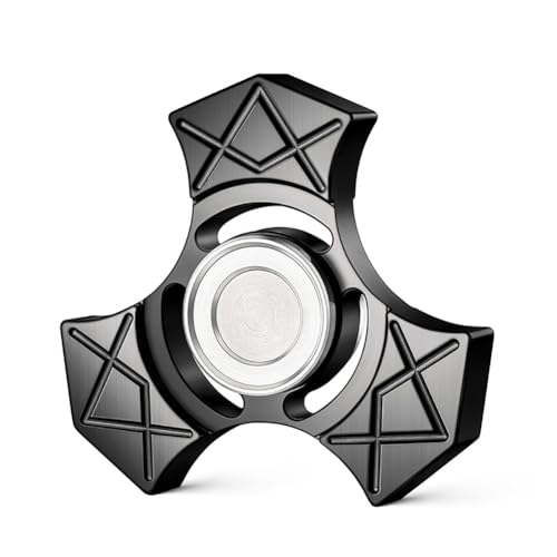 AYUNJIE Anti-Angst Fidget Spinner Kinetic Desk Sensory Toy, Metall Finger Spinning für Erwachsene & Kinder, Stress Relief Spinner Relieving Langeweile ADHD Autismus (Schwarz) von AYUNJIE