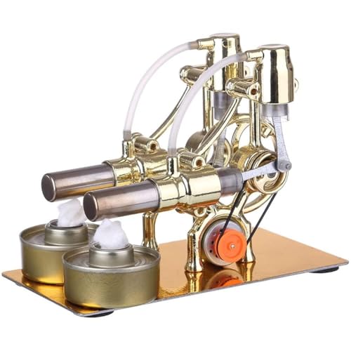 AYUNJIE Doppelzylinder-Stirlingmotor-Modell mit LED-Diode und Glühbirne, L-Typ-Generator-Modell Wissenschaft Experiment Lernspielzeug AYUNJIE Doppelzylinder-Stirlingmotor-Modell mit LED-Diode und Glühbirne, L-Typ-Generator-Modell Wissenschaft Experiment Lernspielzeug von AYUNJIE