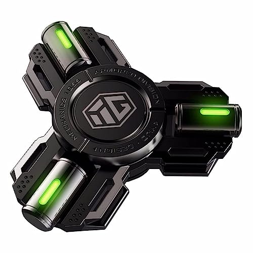 AYUNJIE Metall Finger Hand Spinner Spielzeug mit leuchtendem Licht, Stress Angst ADHD Relief Figuren Spielzeug, Spinner absorbieren Solarlicht dann Release in Dark Fidget Spinner (A,Schwarz) von AYUNJIE