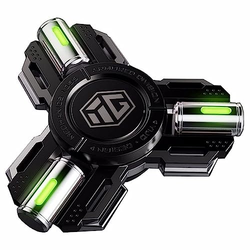 AYUNJIE Metall Finger Hand Spinner Spielzeug mit leuchtendem Licht, Stress Angst ADHD Relief Figuren Spielzeug, Spinner absorbieren Solarlicht dann Release in Dark Fidget Spinner (A,Silber) von AYUNJIE