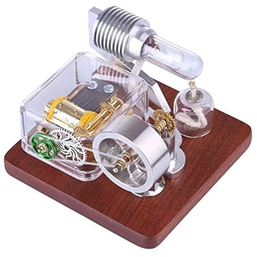 AYUNJIE Metall-Stirlingmotor-Modellbausatz, Stirlingmotor mit Einstellbarer Drehzahl, Heißluft-Außenverbrennungsmotor mit vertikalem Schwungrad, physikalisches Modell (B) von AYUNJIE