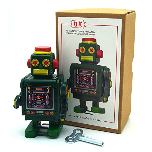 AYUNJIE Retro Blechspielzeug Roboter Uhrwerk Nostalgisches Aufziehspielzeug Kreative Requisiten Dekorative Geschenke für Kinder, Erwachsene (Grün) von AYUNJIE