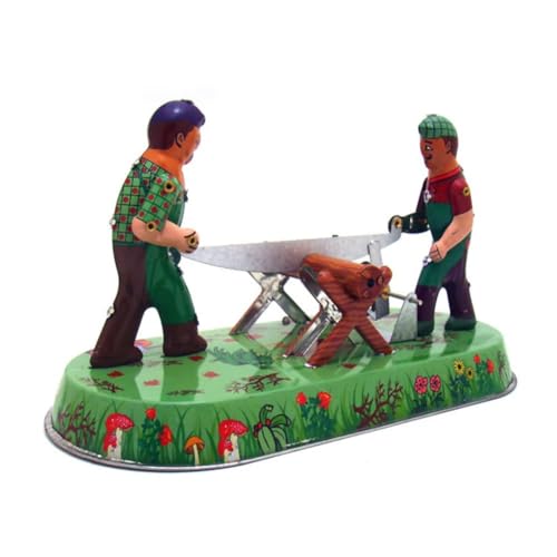 AYUNJIE Retro Wind Up Spielzeug MS394 Säge hölzerne Mann Zinn Spielzeug personalisierte Ornamente Fotografie Requisiten Kinder Geschenk für Jungen Mädchen von AYUNJIE