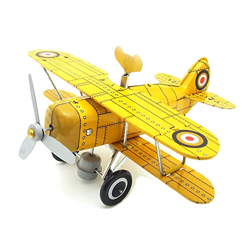AYUNJIE Retro Wind Up Spielzeug MS454 Flugzeug Zinn Spielzeug Kreative Vintage Sammlerstück Kinder Geschenk für Jungen Mädchen Eltern-Kind-Interaktion (Gelb) von AYUNJIE