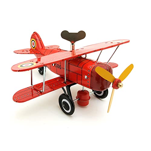 AYUNJIE Retro Wind Up Spielzeug MS454 Flugzeug Zinn Spielzeug Kreative Vintage Sammlerstück Kinder Geschenk für Jungen Mädchen Eltern-Kind-Interaktion (rot) von AYUNJIE