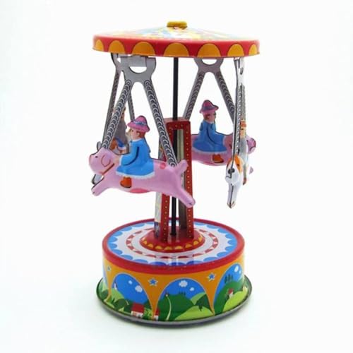 AYUNJIE Retro Wind Up Toy MF356 Karussell Blechspielzeug Nostalgisches Thema Kreatives Karussell Vintage Sammlergeschenk von AYUNJIE