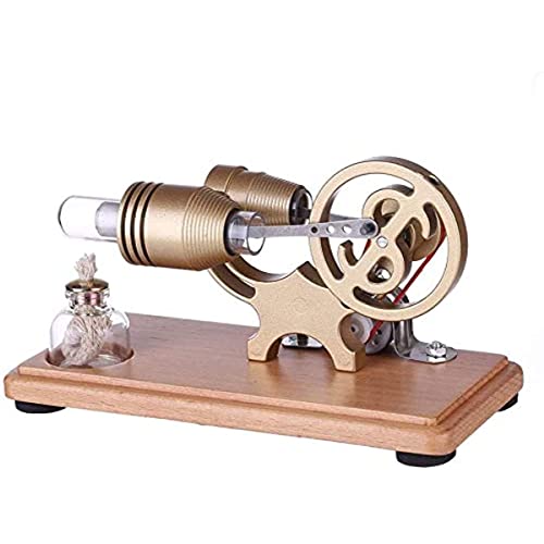 AYUNJIE Stirlingmotor-Bausatz, DIY Metall Stirlingmotor Generator Modell Elektrizität Generator Motor mit LED-Leuchten, physikalisches Experiment (Bronze) von AYUNJIE