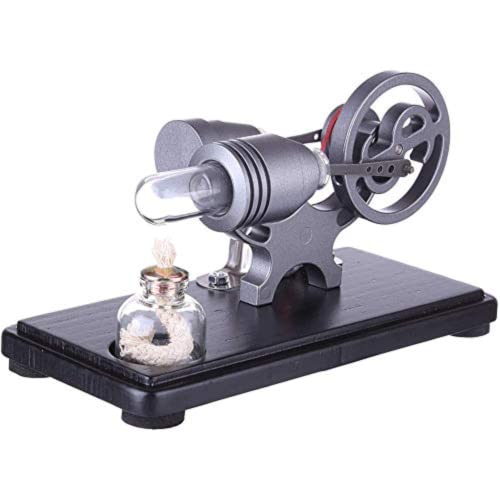 AYUNJIE Stirlingmotor-Bausatz, DIY Metall Stirlingmotor Generator Modell Elektrizität Generator Motor mit LED-Leuchten, physikalisches Experiment (Grau) von AYUNJIE
