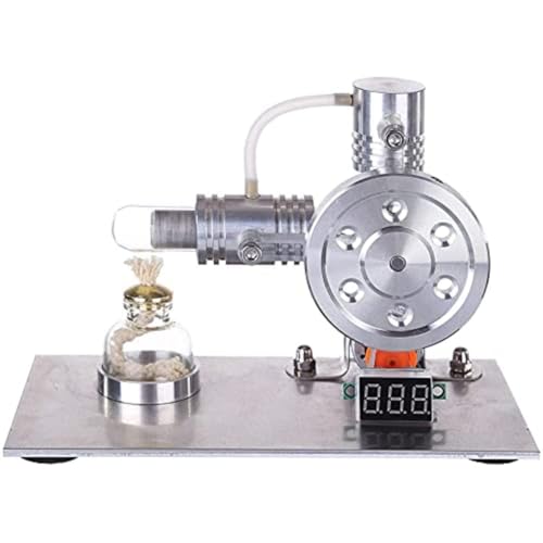 AYUNJIE Stirlingmotor-Bausatz, L-förmiges Metall-Stirlingmotor-Generatormodell mit digitaler Spannungsanzeige und Glühbirne, physikalisches Experiment (Gold) von AYUNJIE