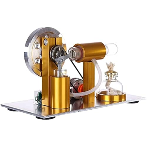AYUNJIE Stirlingmotor-Bausatz, L-förmiges Metall-Stirlingmotor-Generatormodell mit digitaler Spannungsanzeige und Glühbirne, physikalisches Experiment (Silber) von AYUNJIE