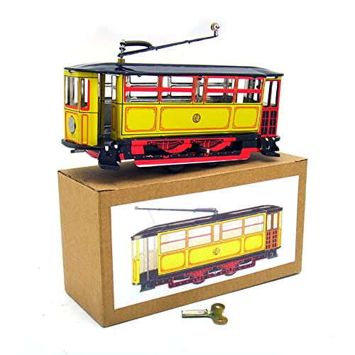 AYUNJIE Vintage MS638 Pole Tram Tin Wind Up Toy Adult Collection Retro Toys Geschenk für Jungen Mädchen Eltern-Kind-Interaktion (Gelb) von AYUNJIE