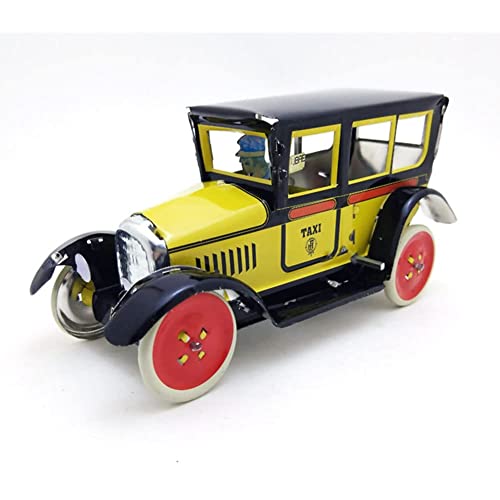 AYUNJIE Vintage Wind Up Toy M805 Taxi Nostalgisches Thema Blechspielzeug Persönlichkeit Dekoration Kinder Geschenk für Jungen Mädchen Eltern-Kind-Interaktion (Gelb) von AYUNJIE