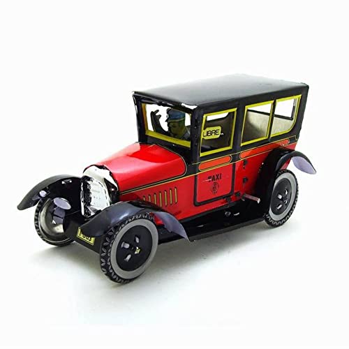 AYUNJIE Vintage Wind Up Toy M805 Taxi Nostalgisches Thema Blechspielzeug Persönlichkeit Dekoration Kinder Geschenk für Jungen Mädchen Eltern-Kind-Interaktion (Rot) von AYUNJIE