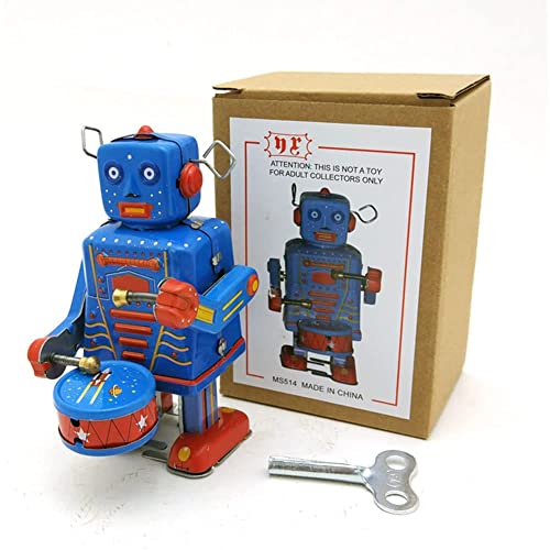 AYUNJIE Wind Up Toy MS514 Trommeln Roboter Zinn Spielzeug Erwachsene Sammlerstück kreativ Vintage Kinder Geschenk für Jungen Mädchen Eltern-Kind-Interaktion von AYUNJIE