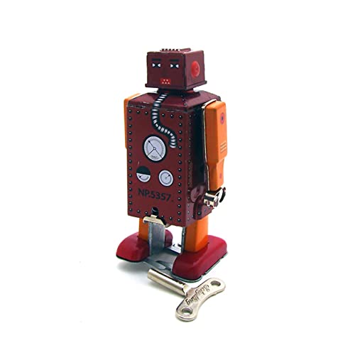 AYUNJIE Wind Up Toy MS651 Little Steel Tooth Clockwork Metal Walking Robot Tin Toy Vintage Adult Collectible Kids Gift (Braun) von AYUNJIE
