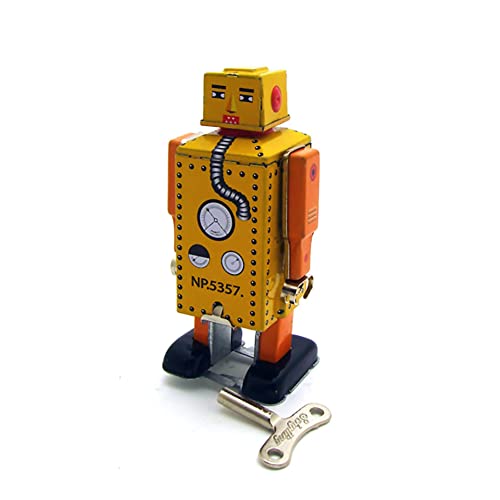 AYUNJIE Wind Up Toy MS651 Little Steel Tooth Clockwork Metal Walking Robot Tin Toy Vintage Adult Collectible Kids Gift (Gelb) von AYUNJIE