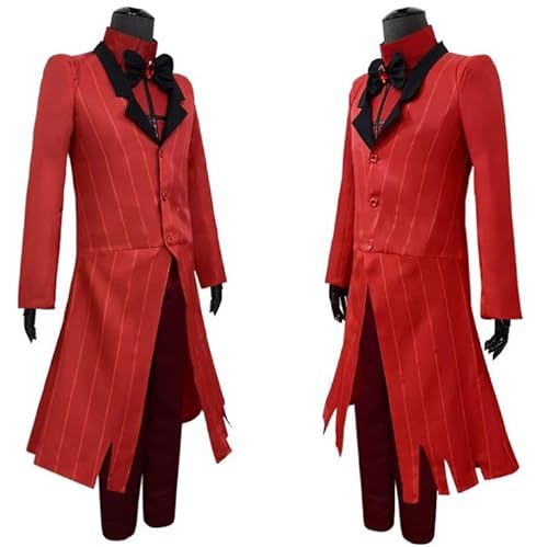 AYYOHON Alastor Cosplay-Kostüm, rote Jacke, Hemd, Hose, Outfits mit Krawatte und Handschuhen, für Herren, Halloween-Party, Uniform, Größe XS von AYYOHON