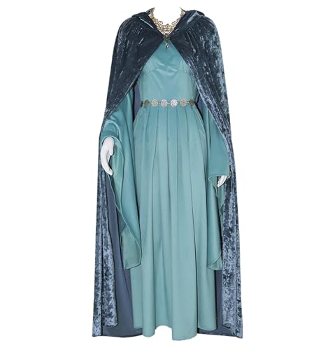 AYYOHON Arwen Kostüm Königin Prinzessin Arwen Kostüme Erwachsene Frauen Mittelgroße Renaissance Kleid Halloween Cosplay Verkleidung 2XL, Blau von AYYOHON