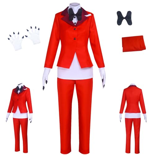 AYYOHON Charlie Morningstar Kostüm Prinzessin der Hölle Charlie Cosplay Rot Uniform Anzug mit Handschuhen Halloween Outfit für Damen 3XL von AYYOHON