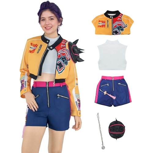 AYYOHON Dämonenjäger Kostüm Frauen Rumi Mira Zoey Cosplay Outfits Popsänger Rollenspiel Halloween Anzug Performance Uniform L AYYOHON Dämonenjäger Kostüm Frauen Rumi Mira Zoey Cosplay Outfits Popsänger Rollenspiel Halloween Anzug Performance Uniform L von AYYOHON