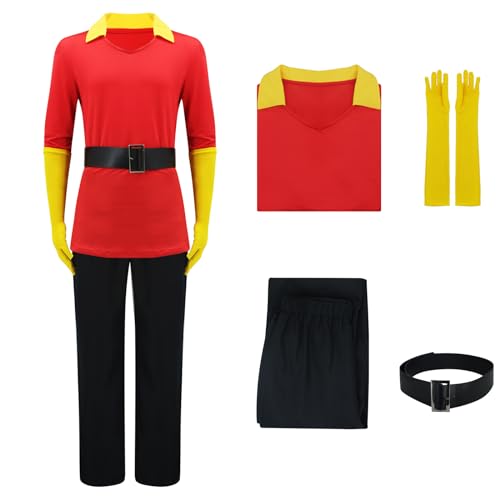 AYYOHON Die Schöne und das Biest Gaston Herren-Kostüm, Halloween, Cosplay, Hemd, Hose, Gürtel, Handschuhe, Zubehör-Set, Größe 3XL AYYOHON Die Schöne und das Biest Gaston Herren-Kostüm, Halloween, Cosplay, Hemd, Hose, Gürtel, Handschuhe, Zubehör-Set, Größe 3XL von AYYOHON