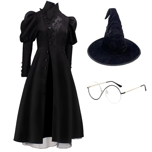 AYYOHON Elphaba-Cosplay-Kostüm für Erwachsene, Hexen-Outfit mit Elphaba-Hut, Brille, 2025, Film-Kostüm, Cosplay, Halloweenanzug von AYYOHON