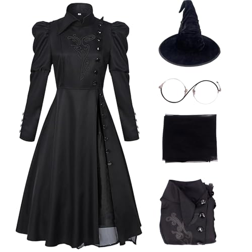 AYYOHON Elphaba-Cosplay-Kostüm für Erwachsene, Hexen-Outfit mit Elphaba-Hut, Brille, 2025, Film-Kostüm, Cosplay, Halloweenanzug AYYOHON Elphaba-Cosplay-Kostüm für Erwachsene, Hexen-Outfit mit Elphaba-Hut, Brille, 2025, Film-Kostüm, Cosplay, Halloweenanzug von AYYOHON