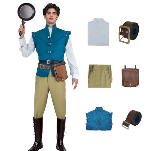 AYYOHON Flynn Reiter Kostüm Herren Mittelalter Renaissance Weste Rapunzel Cosplay Gothic Steampunk Weste Halloween Outfit, Set 01, 42 AYYOHON Flynn Reiter Kostüm Herren Mittelalter Renaissance Weste Rapunzel Cosplay Gothic Steampunk Weste Halloween Outfit, Set 01, 42 von AYYOHON