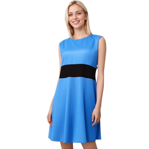 AYYOHON Frauen Blossom Bubbles Buttercup Kostüm Kleid Erwachsene Halloween Cartoon Ärmel Mini Kleid mit Socken Stirnband L von AYYOHON