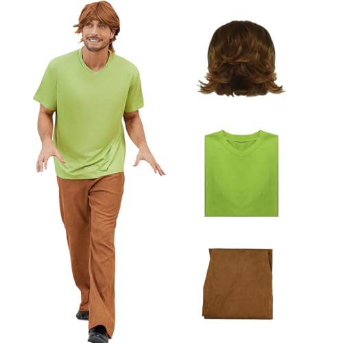 AYYOHON Halloween Kostüm Perücke Herren Hemd Hosen Set Klassische Film Charakter Cosplay Outfits Kostüm Anzug L AYYOHON Halloween Kostüm Perücke Herren Hemd Hosen Set Klassische Film Charakter Cosplay Outfits Kostüm Anzug L von AYYOHON