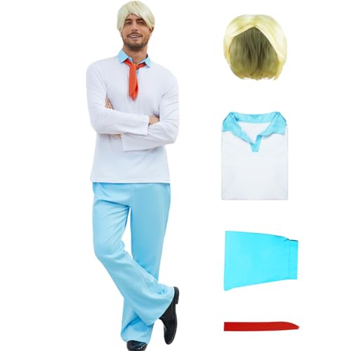 AYYOHON Halloween Kostüm Perücke Herren Hemd Hosen Set Klassische Film Charakter Cosplay Outfits Kostüm Anzug XL AYYOHON Halloween Kostüm Perücke Herren Hemd Hosen Set Klassische Film Charakter Cosplay Outfits Kostüm Anzug XL von AYYOHON