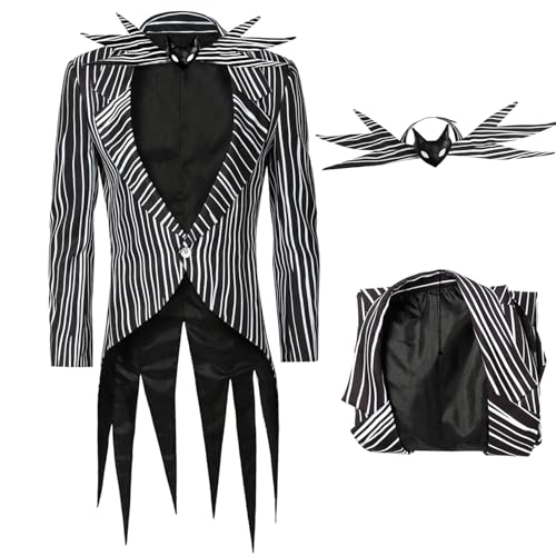 AYYOHON Jack-Kostüm-Jacke für Herren, Weihnachts-Kostüm, Fliege für Herren, Halloween, Cosplay, mit Krawatte, Größe XXL von AYYOHON