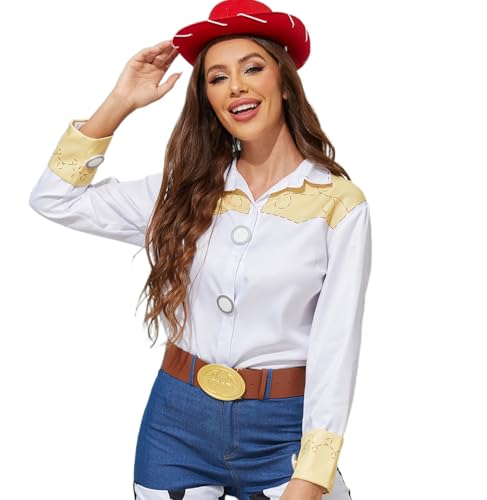 AYYOHON Jessie Kostüm Shirt Cowgirls Halloween Langarm Top Button Down Shirts für Frauen 2XL von AYYOHON