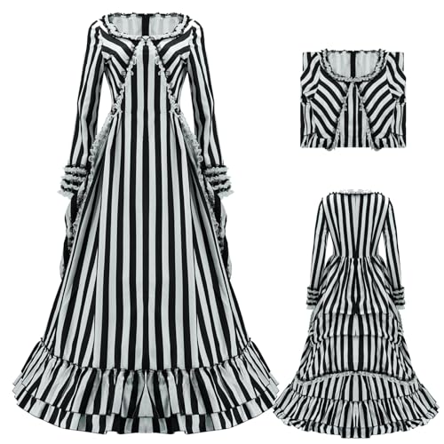 AYYOHON Katrina Van Quaste Cosplay Hohl Schwarz und Weiß gestreiftes Kleid Halloween Renaissance Kleid von AYYOHON