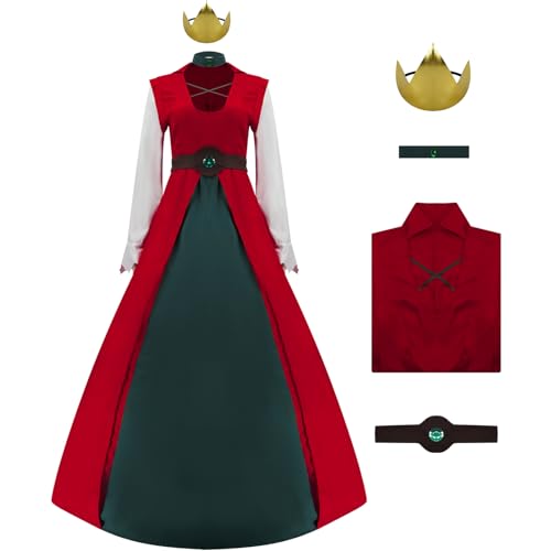 AYYOHON Königin Dagmar Cosplay Kostüm Frau rotes Kleid Krone Set Königin von Maru Königreich Halloween Karneval Gürtel Halskette Outfit S von AYYOHON