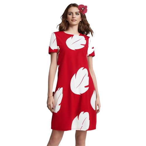 AYYOHON Lilo Cosplay Kostüm Damen Rotes Blatt Kleid Kurzarm Hawaii-Kleid mit Blume Kopfbedeckung für Halloween Party 2XL AYYOHON Lilo Cosplay Kostüm Damen Rotes Blatt Kleid Kurzarm Hawaii-Kleid mit Blume Kopfbedeckung für Halloween Party 2XL von AYYOHON