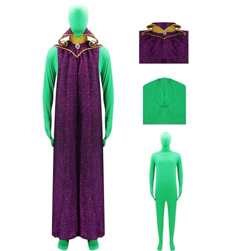 AYYOHON Martian Kostüm für Herren, grüner Alien-Cosplay-Body mit Umhang, Ganzkörper-Greenman-Anzug für Erwachsene, Halloween, Fasching, Größe S von AYYOHON