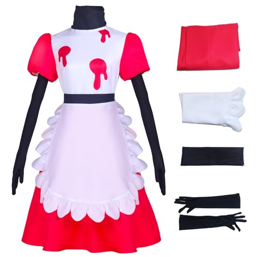 AYYOHON Nifty Hazbin Cosplay Kostüm Hotel Anime Cosplay Niffty Maid Dress Outfit mit Handschuhen Halloween Karneval Comic Anzug 3XL von AYYOHON