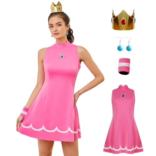 AYYOHON Prinzessin Daisy Kostüm Frauen Pfirsich Cosplay Tennis Kleid Rock Krone Ohrringe Armband Erwachsene Halloween Anzug XL AYYOHON Prinzessin Daisy Kostüm Frauen Pfirsich Cosplay Tennis Kleid Rock Krone Ohrringe Armband Erwachsene Halloween Anzug XL von AYYOHON
