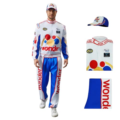 AYYOHON Ricky Bobby-Kostüm für Erwachsene, Talladega, Rennauto-Kostüm, Hut, Jacke, Hose, Set, Halloween-Nächte, Outfits für Herren, Größe XXL AYYOHON Ricky Bobby-Kostüm für Erwachsene, Talladega, Rennauto-Kostüm, Hut, Jacke, Hose, Set, Halloween-Nächte, Outfits für Herren, Größe XXL von AYYOHON