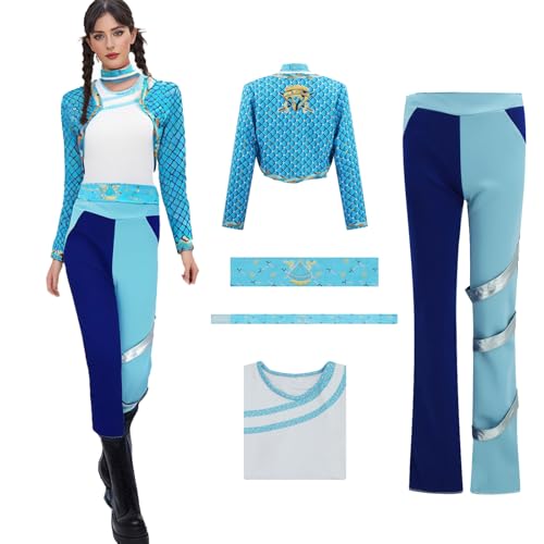 AYYOHON Rise of Red Kostüm für Erwachsene, charmantes Kostüm, Kleid, Damen, blaue Jacke, Oberteil, Hose, Set, Halloween, Prinzessin, Cosplay, Outfit, Größe S AYYOHON Rise of Red Kostüm für Erwachsene, charmantes Kostüm, Kleid, Damen, blaue Jacke, Oberteil, Hose, Set, Halloween, Prinzessin, Cosplay, Outfit, Größe S von AYYOHON
