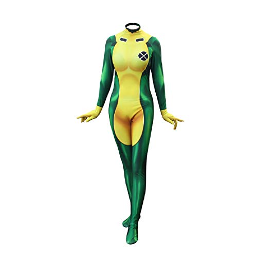 AYYOHON Rogue Cosplay-Kostüm, Superheld, Rogue Grün, Body für Damen, Rogue Zentai, Overall für Erwachsene, Halloween-Outfits, Größe 3XL von AYYOHON