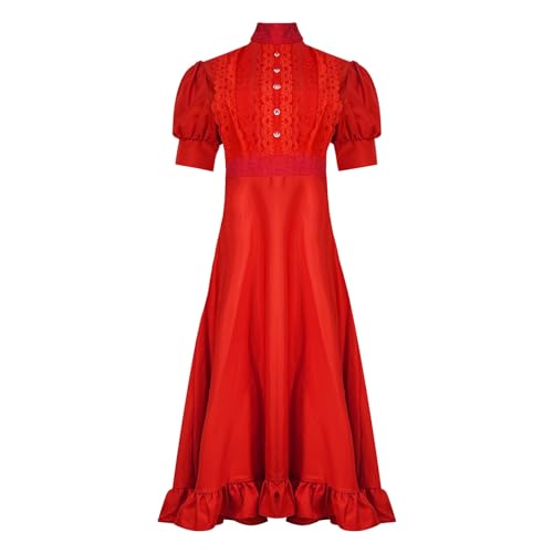 AYYOHON Rotes Gothic-Kleid Kostüm für Damen, Gothic, Horrorfilm, Halloween, Outfits, Cosplay, Weihnachten, Cosplay, S von AYYOHON