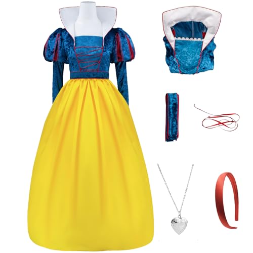 AYYOHON Schneeprinzessin-Kostüm für Damen, klassisch, Puffärmel, Märchenkleid, Halloween, Rollen-Cosplay für Erwachsene L von AYYOHON