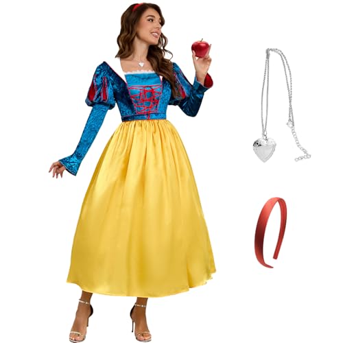 AYYOHON Schneeprinzessin-Kostüm für Damen, klassisch, Puffärmel, Märchenkleid, Halloween, Rollen-Cosplay für Erwachsene M von AYYOHON